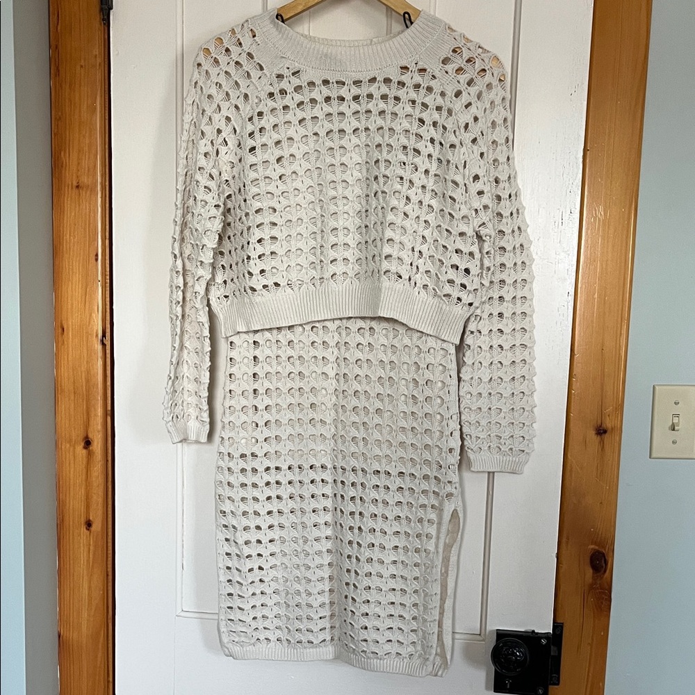 Cream Knit Sweater Skirt & Top